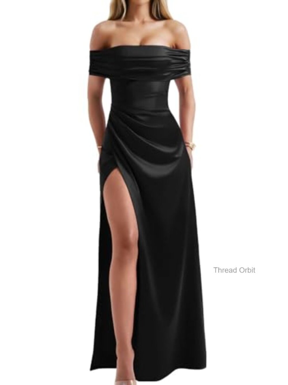 Elegant Off Shoulder High Split Bodycon Maxi Evening Wedding Dress